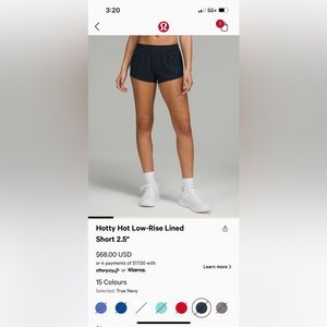 Lululemon Hotty Hot Low-Rise 2.5”, color Black